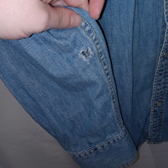 Levi's Denim Pearl Snap Shirt Men XL Lightwash Vintage Y2K Grunge Cowboy Western - Picture 4 of 14